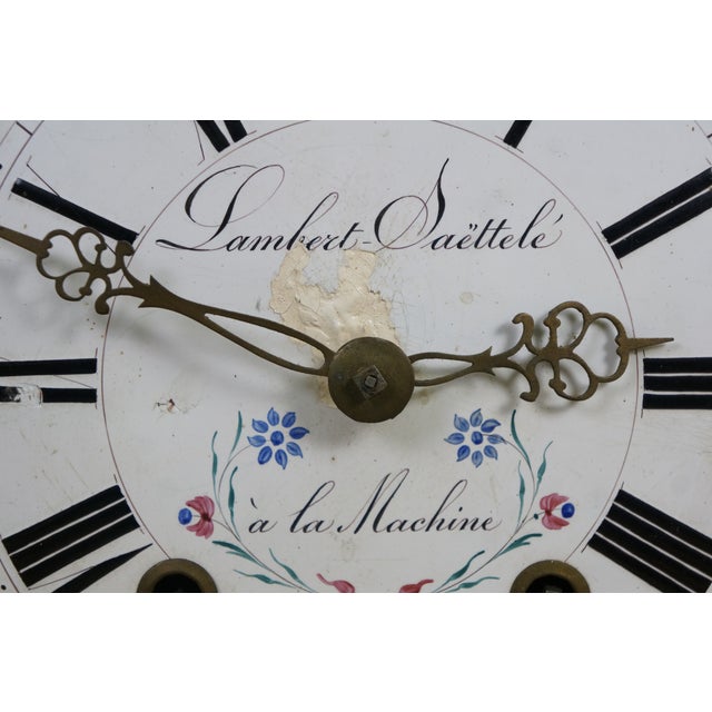 Antique French Morbier Comtoise Movement Clock Face Weights & Pendulum For Sale - Image 13 of 18
