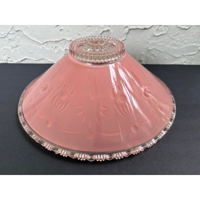 Vintage Art Deco Pink Satin Glass Ceiling Light Shades, Floral Relief, Circa 1935–1945 - a Pair For Sale - Image 10 of 12