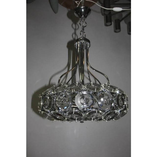 Vintage Italian Steel & Glass Chandelier, 1970s For Sale - Image 11 of 11