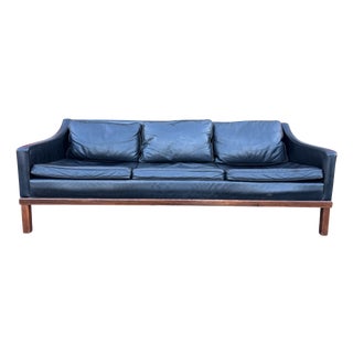 Vintage Black Leather 3-Seater Sofa from Ope Möbler, Sweden, 1960s For Sale