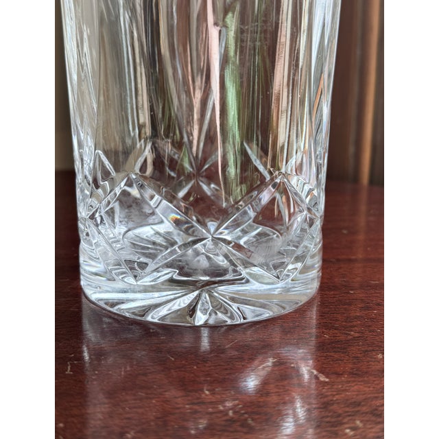 Mid-20th Century Bohemian Cut Crystal Vase Pinwheel Starburst Pattern Scalloped Rim For Sale - Image 4 of 8