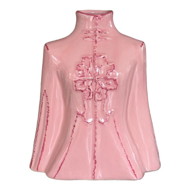 Vintage Terra Cotta Painted & Glazed Kimono Vase For Sale