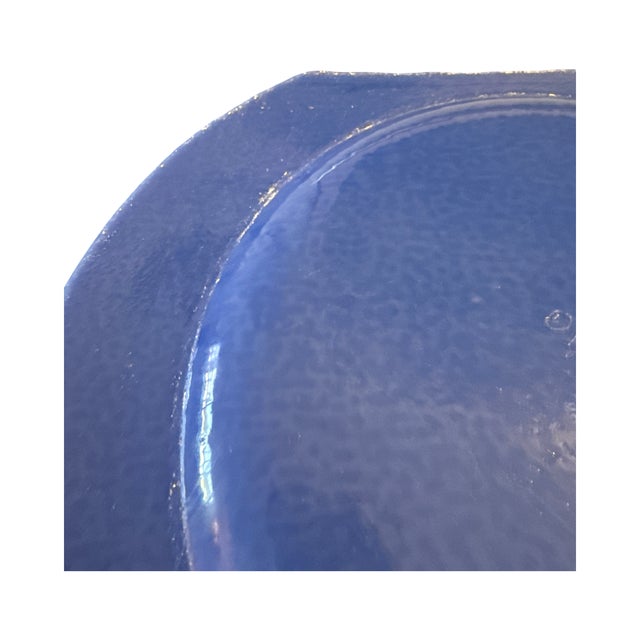 Glass 1998 Signed Marcolin Cornflower Blue Studio Art Glass Plates - Set of 12 For Sale - Image 7 of 9