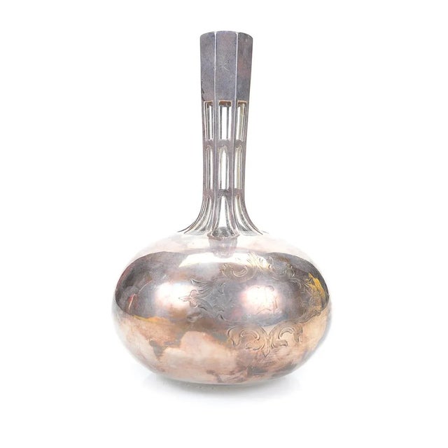 A stylish Art Deco Glass Decanter Bottle with Heavy Sterling Silver Finish c.1930s A beautiful piece that will add to your...