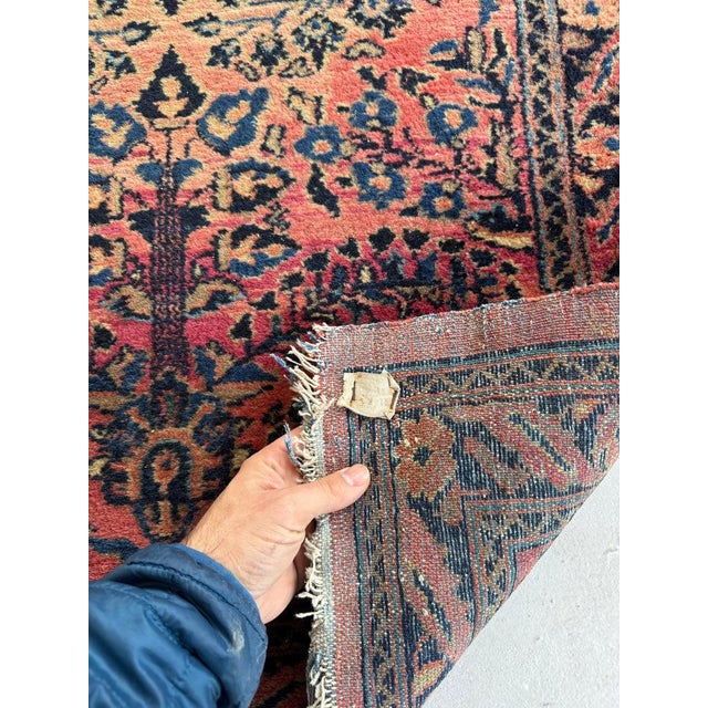 1930s 1930s Plush Flourishing Painted Sarouk Runner Botanical Garden Rug 2.10 x 12 For Sale - Image 5 of 11