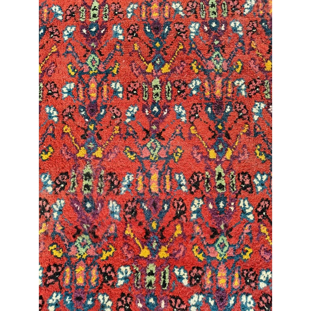 Textile Vintage Middle Eastern Hand-Knotted Wool Rug with Red Floral Design For Sale - Image 7 of 8