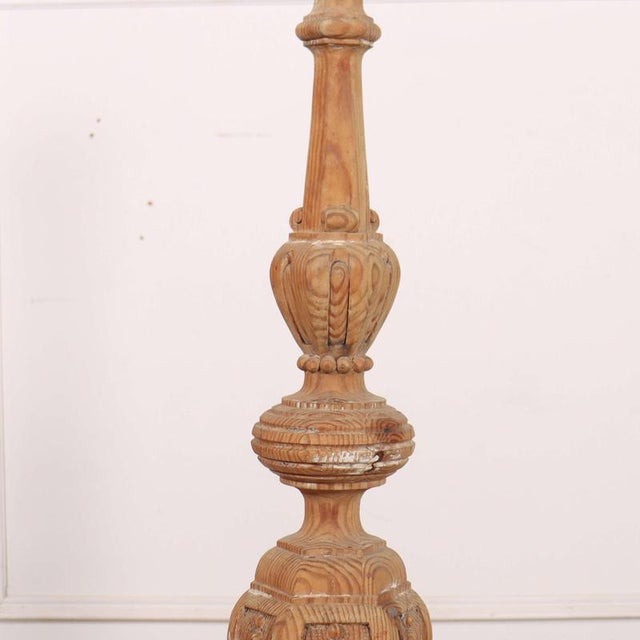 Large Spanish Carved Candleholder in Pine For Sale - Image 4 of 7