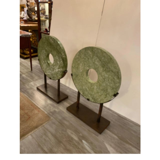 1970s Chinese Hardstone Archaistic Round Sculptures - A Pair For Sale In Philadelphia - Image 6 of 13