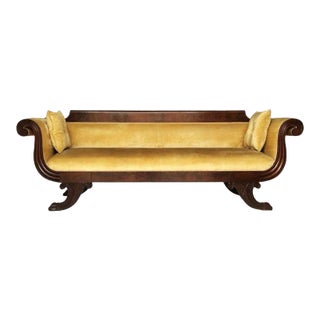 Classic Mahogany Grecian Sofa in Yellow For Sale