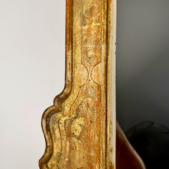 Gold Antique Gilded Carved Wood Wall Mirror, 19th Century For Sale - Image 8 of 10