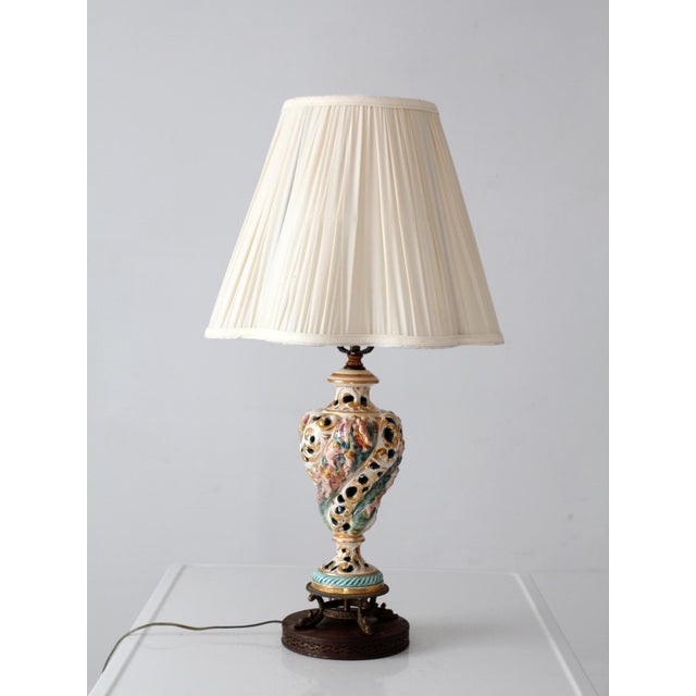Metal Vintage Capodimonte Style Hollywood Regency Lamp For Sale - Image 7 of 12