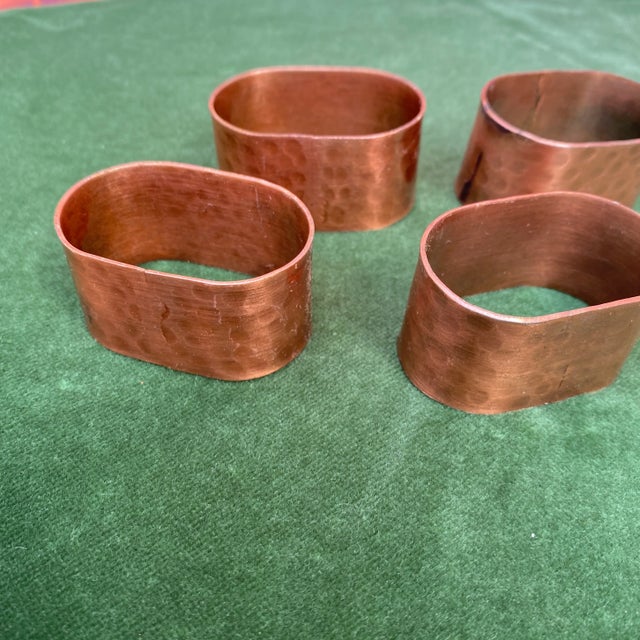 Metal Vintage Copper Napkin Rings- Set of 4 For Sale - Image 7 of 8