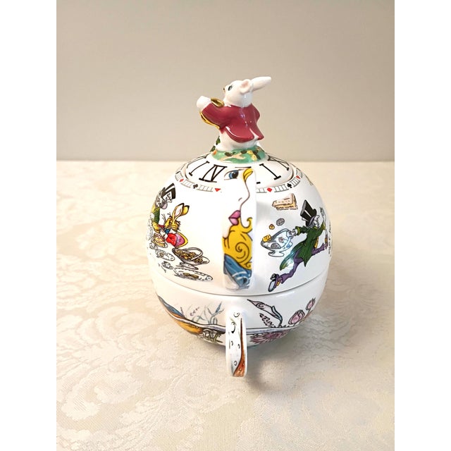 2010s Paul Cardew Alice in Wonderland Tea for One Whimsical Stacking Teapot Cup Set White Rabbit & Dormouse Salt & Pepper Shakers - Set of 3 For Sale - Image 5 of 18