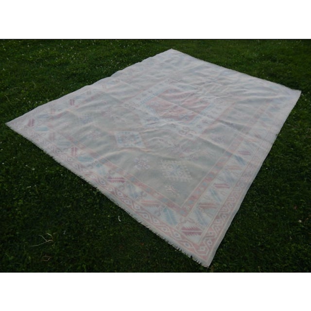 Distressed oversize Turkish kars Oushak rug 81.8'' X 105.1'' / 208X267cm hand woven with high quality pure wool excellent...