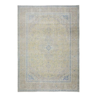 1970s Vintage Persian Handmade Wool Cotton Orange Area Rug For Sale