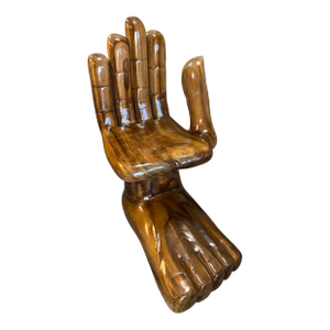 1970s Pedro Friedeburg Hand Foot Chair Heavy Solid Wood