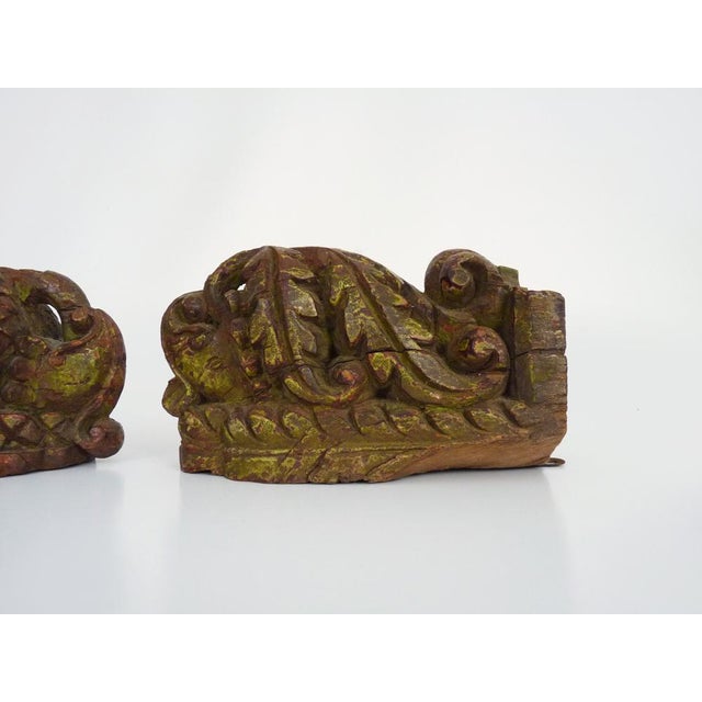 Indian Carved Wooden Wall Candleholders, 19th Century For Sale - Image 6 of 11