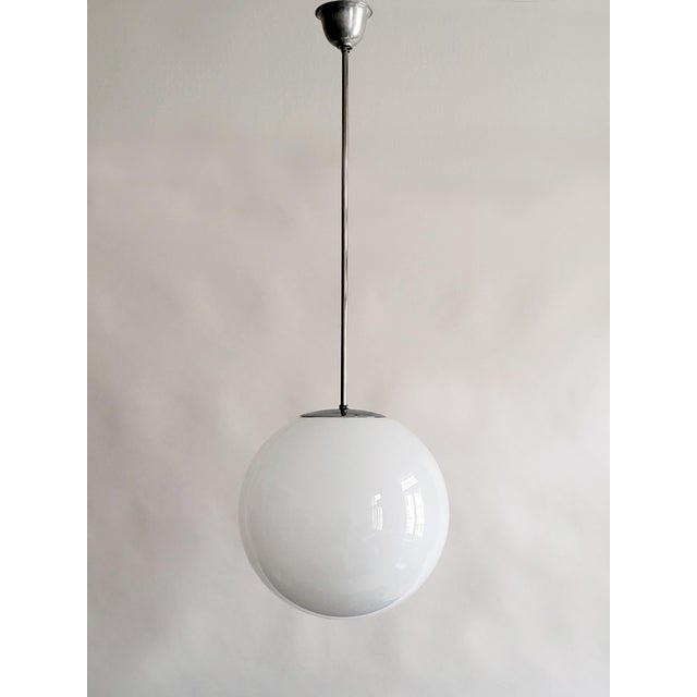 Art Deco Glass and Chrome Globe Pendant, 1930s For Sale - Image 6 of 6