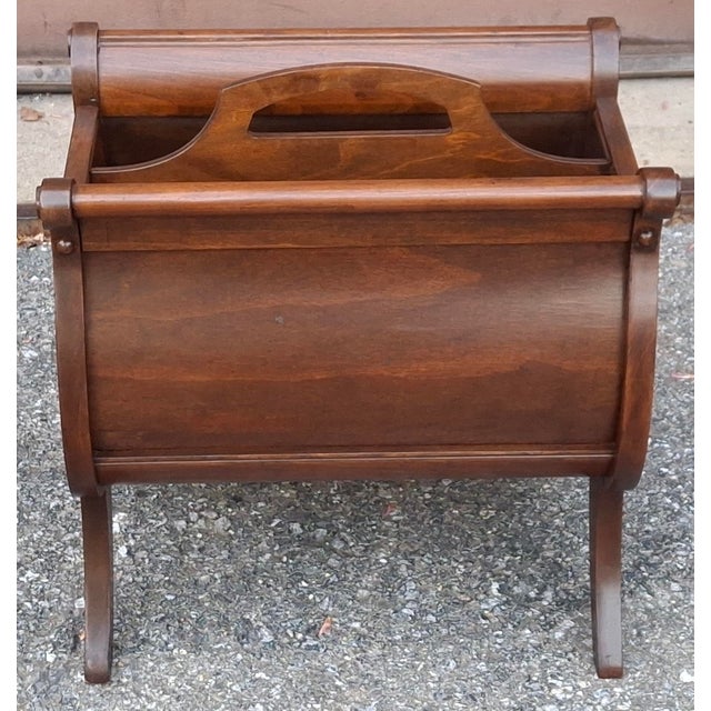 Wood Early 20th Century Ferguson Bros. Walnut Lyre Harp Form Magazine Holder For Sale - Image 7 of 10