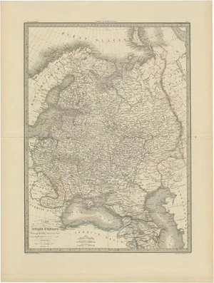 Antique Map of Russia in Europe, 1842