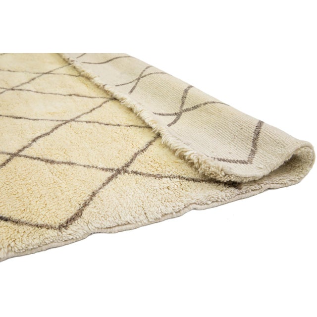 Tribal Tribal Modern Moroccan Style Oversize Wool Rug in Beige Color For Sale - Image 3 of 11