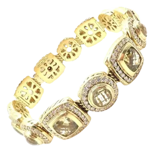 Late 20th Century David Yurman Albion Diamond Lemon Citrine Yellow Gold Link Bracelet