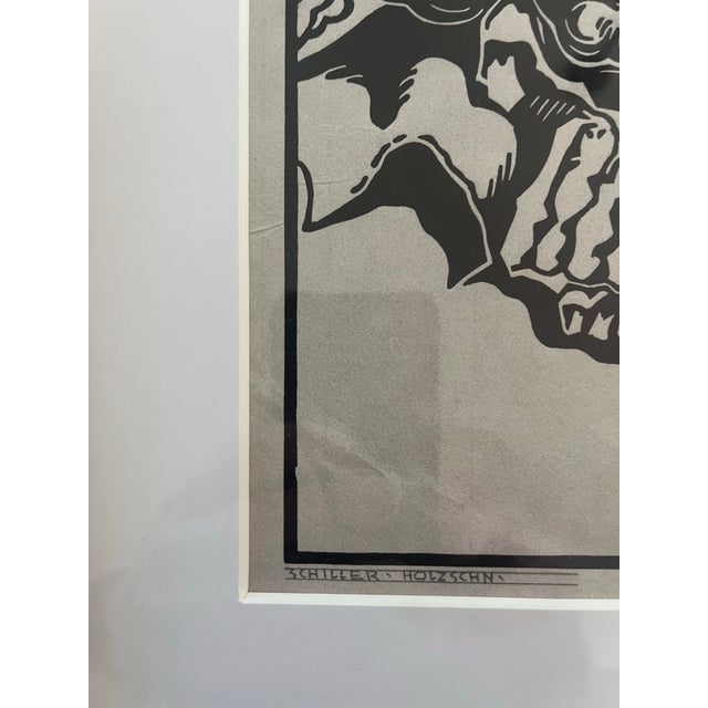Silver Josef Lacina Original Woodcut, a Portrait of Friedrich Schiller, European Realism Mid Century Art (Czech, 1899-1975) For Sale - Image 8 of 12