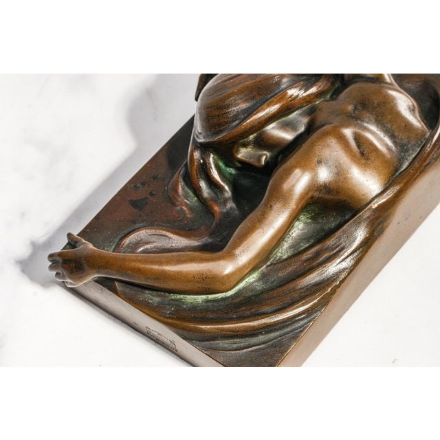 High Relief Female Figure Sculpture Antique Art Nouveau Bronze Paperweight A. Förster & Co. Wien Austria Desk For Sale In New York - Image 6 of 16