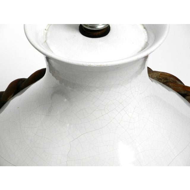 Mid-Century Italian White Ceramic Table Lamps with Original Shades, 1950s, Set of 2 For Sale - Image 16 of 18