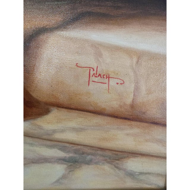Neoclassical 1990s Large Original Regency Fine Art Studio Painting “Woman With Lute” by Talach – Framed 60 X 47 For Sale - Image 3 of 15