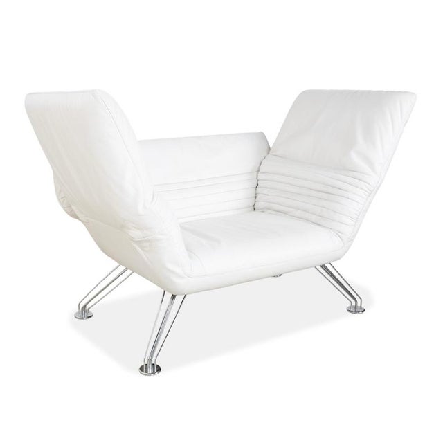 DS 142 White Leather Wing Lounger Sofa with Chrome Feet and Manual Function from de Sede For Sale - Image 5 of 18