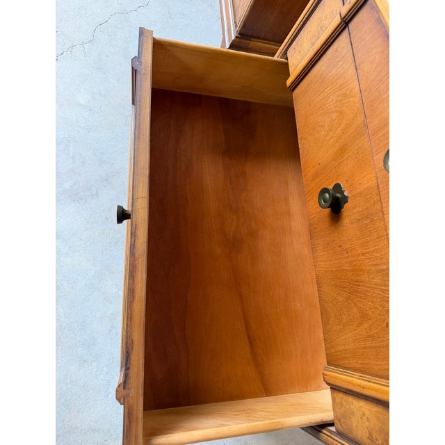 1970s Mid-Century Burl Wood Three-Drawer Nightstands – Pair For Sale - Image 11 of 13