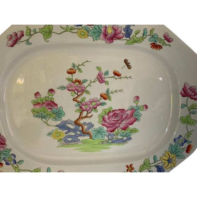 Antique Copeland Spode "Willis" Indian Tree 16.75" Hand Enameled Large Meat Serving Platter New Stone Made in England Nov...