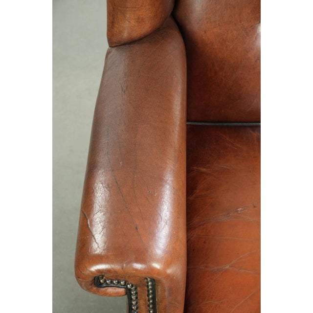 Sheepskin Wing Armchair with Black Piping For Sale - Image 7 of 18