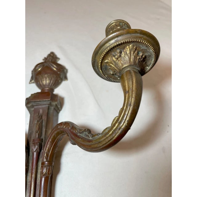 19th Century Antique 1800's Neoclassical Ornate Bronze Wall Candle Holder Sconce Fixture For Sale - Image 5 of 10