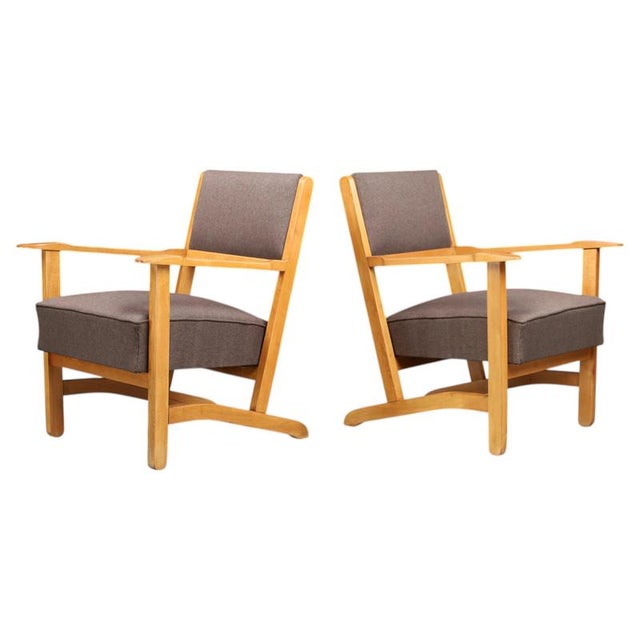 Sculptural European Beech Lounge Armchairs, 1960s, Set of 2 For Sale - Image 10 of 10