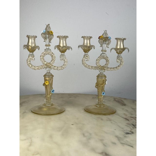 Murano Glass Candelabras in the style of Barovier & Toso, Italy, 1960s, Set of 2 For Sale - Image 4 of 18