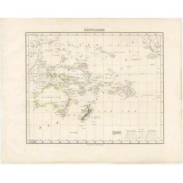 Title: "Mid-19th Century Map of Australasia by Carl Flemming - 1855" : This original 1855 antique map from the Sohr-...