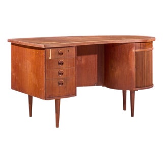 Kai Kristiansen for Feldballes Model 54 Mid Century Danish Teak Tambour Door Desk For Sale