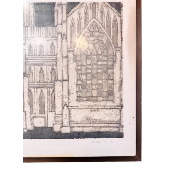 Mid-Century Modern Valerie Thornton, Architectural Composition, 1960, Etching, Set of 2 For Sale - Image 3 of 9