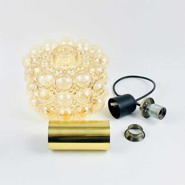 Mid-Century Space Age Amber Bubble Glass Pendant Light by Helena Tynell for Limburg, Germany, 1970s For Sale - Image 9 of 11