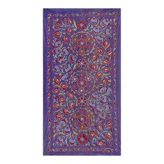 Vintage Uzbek Suzani Fabric: Silk Embroidered Wall Decor (3'4'' X 6'2'') For Sale