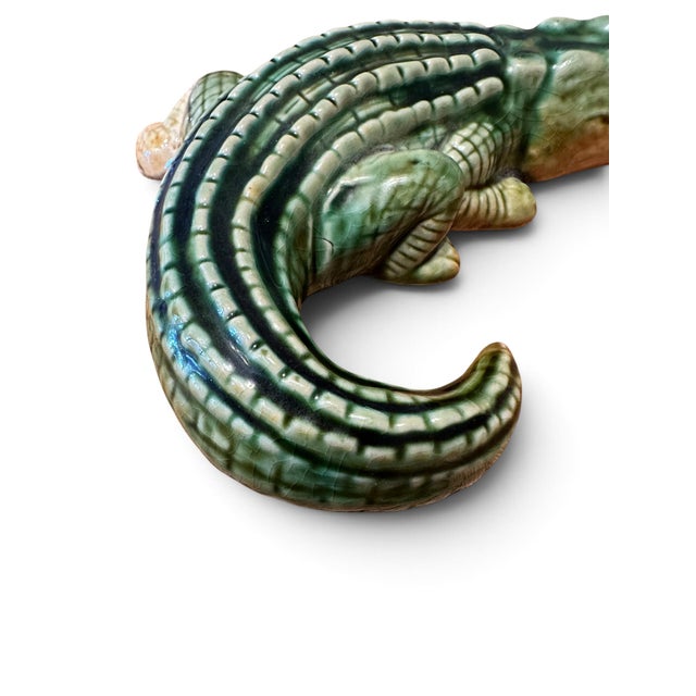 Majolica 19th-Century Majolica-Style Ceramic Alligator Sculpture – Palissy Style For Sale - Image 4 of 7