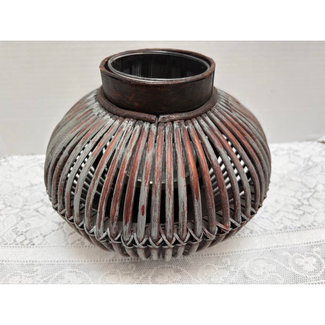 Vintage Rustic Round Wood Candleholder or Plant Vessel For Sale In Sacramento - Image 6 of 10