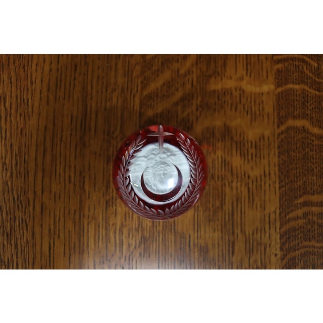 Ruby Red Intaglio Religious Art Glass Paperweight With Christ Portrait For Sale - Image 4 of 8