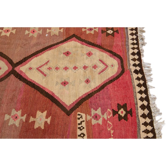 1960s Vintage Turkish Kilim Rust Handmade Tribal Wool Rug For Sale In New York - Image 6 of 10