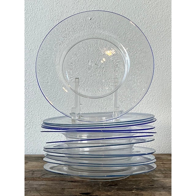 Attributed to the visionary architect Carlo Scarpa for Murano, this exceptional set of twelve glass plates epitomizes the...