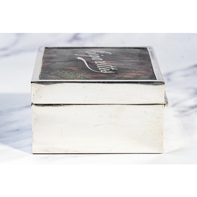 Beautiful Faux Tortoiseshell Antique Sterling Silver Cigarette Box Tobacciana For Sale - Image 11 of 16