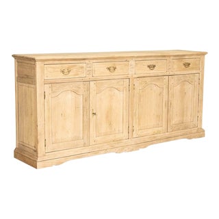 Long Vintage Bleached Oak Sideboard Buffet From France For Sale