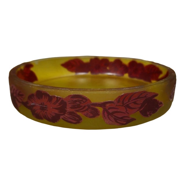 Engraved Multi-Layered Glass Bowl For Sale